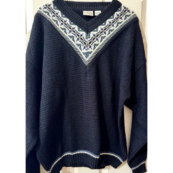 Ash Creek Trading Sweater Mens XL Black V Neck Southwestern Aztec Vintage - Picture 4 of 8